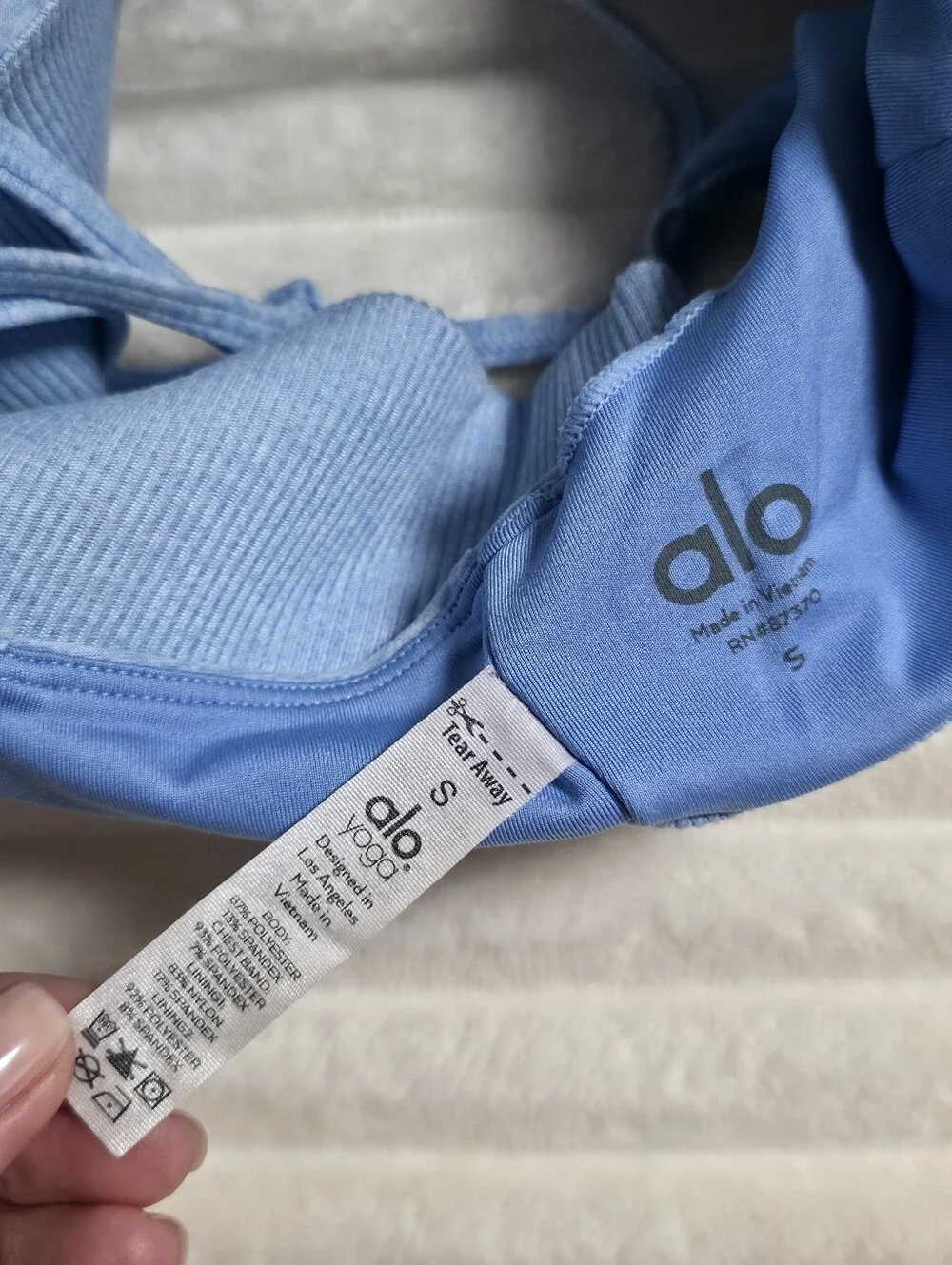 ALO Yoga ALOSOFT Lavish Bra, Size Small, Light Blue